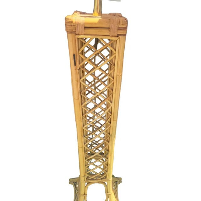 Serena & Lily Vintage Rattan Tall Tower Coastal Floor Lamp For Sale - Image 4 of 7