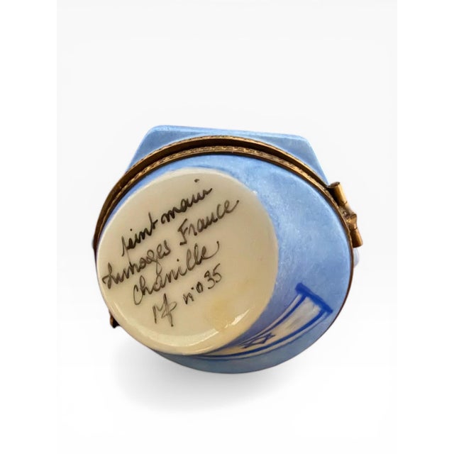 Late 20th Century Hand-Painted Limoges Porcelain Jerusalem Box – Dome of the Rock Scene With Torah Scroll Interior, Artist Proof For Sale In Boston - Image 6 of 6
