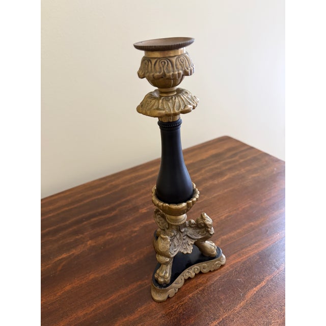 Maitland - Smith Neoclassical Grand Tour Lion-Paw Taper Candlestick For Sale - Image 4 of 9