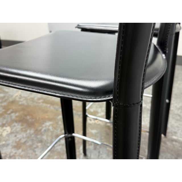 Frag for Design Within Reach Vintage Italian Leather Barstools, Pair For Sale - Image 9 of 12