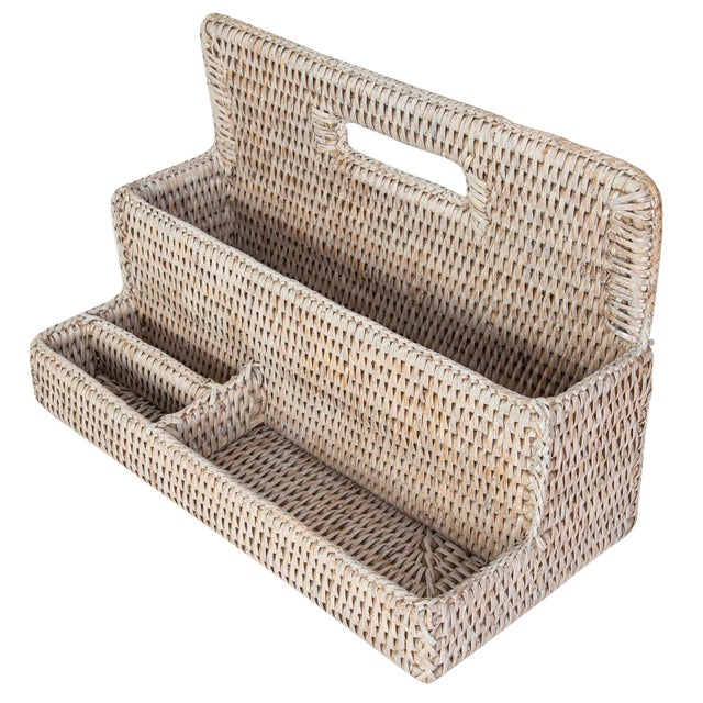 2020s Artifacts Rattan Standing Stationary Sorter in White Wash For Sale - Image 5 of 6