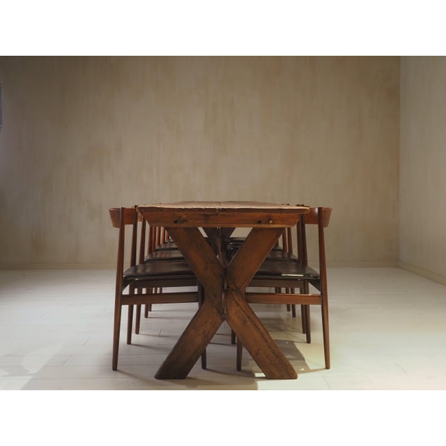 19th Century X Frame Trestle and Cross Strecther Base Table For Sale - Image 6 of 18