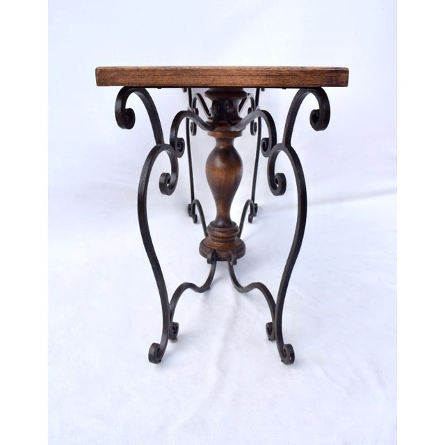 Spanish Colonial Console Table, Forged Iron & Oak, Italy, 1990s For Sale In Philadelphia - Image 6 of 11