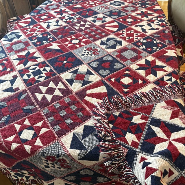 Textile 1980s American Made Quilt Style Large Cotton Bedspread or Coverlet For Sale - Image 7 of 7
