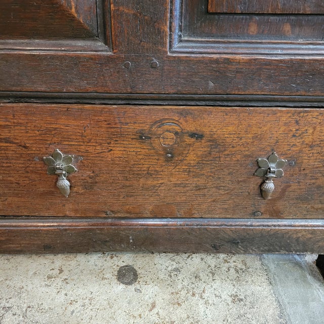 18th Century Period Oak Mule Chest/Trunk With Paneled Front and 2 Drawer Base For Sale - Image 12 of 12