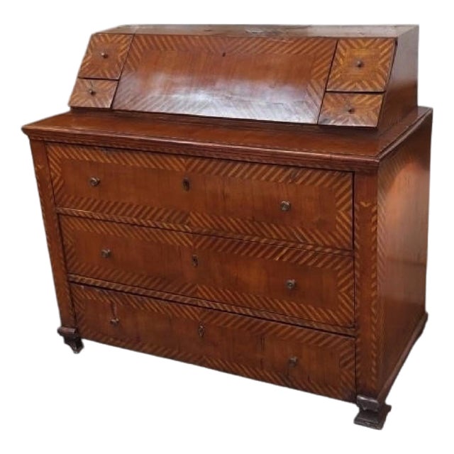 18c Style Kathleen Spiegelman Italian Marquetry Inlaid Secretary Desk For Sale