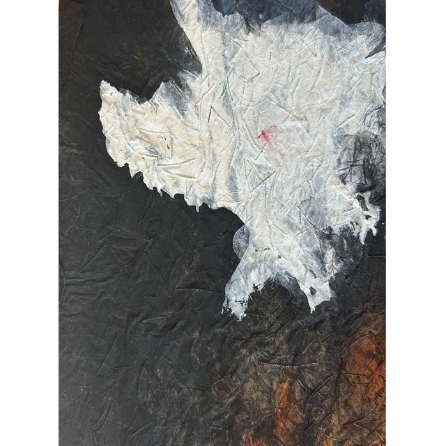 Abstract Mid 20th C. Color Saturated Mixed Media Abstract Floral Still Life on Fibrous Hand Made Paper c.1970 For Sale - Image 3 of 12