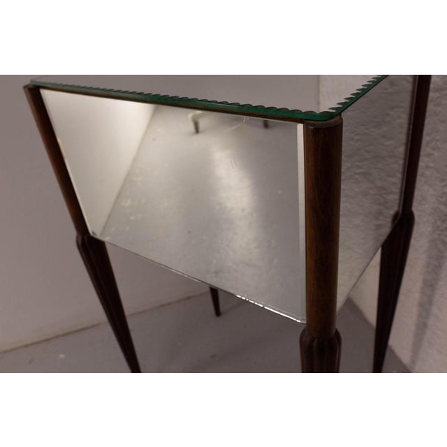 French Beveled Mirror and Beech Nightstand, 1960s For Sale - Image 10 of 11