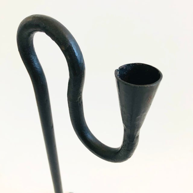 Tall Cast Iron Candlestick Holders - Set of 2 For Sale - Image 4 of 10