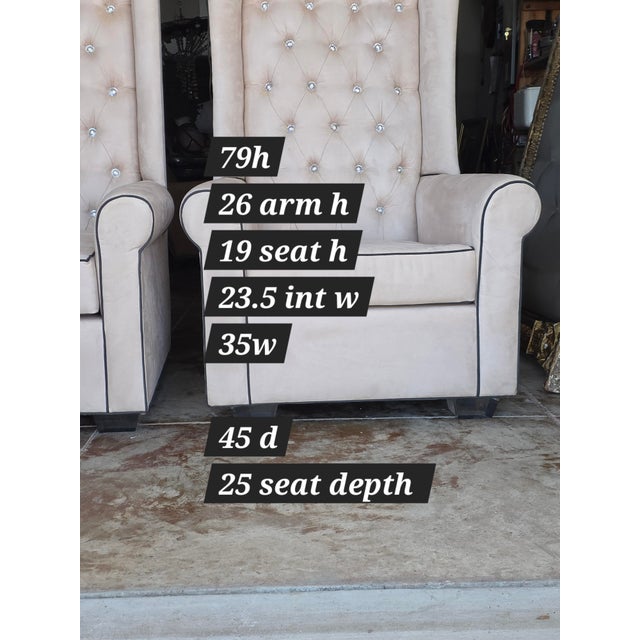 Ornamental & Decorative Materials Unusually Tall Wingback Throne Chairs For Sale - Image 7 of 14