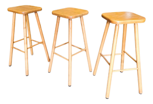 Beech Wood Stools, 1970s, Set of 3