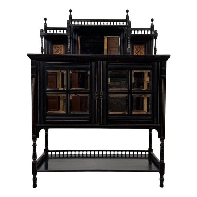 19th Century Antique English Ebonised Aesthetic Movement Cabinet For Sale