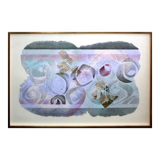 "Crescent Rose" Mixed Media Handmade Paper Watercolor Abstract by Bruce Weinberg For Sale