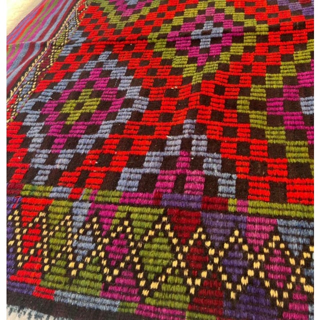 Mid-Century Handwoven Anatolian Kilim Expressive Geometric Symbolism & Heritage Wool For Sale - Image 9 of 11