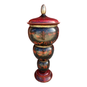 Hand Painted Wood Urn Decor