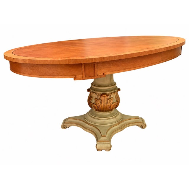 Vintage Hollywood Regency Satinwood Extension Dining Table and 8 Cane-Back Chairs For Sale - Image 12 of 12