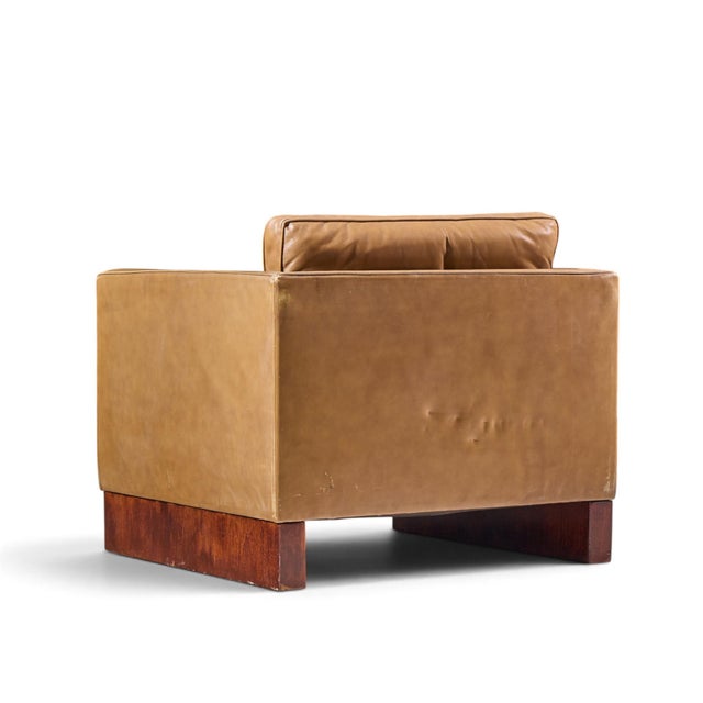 Mid 20th Century Mies Van Der Rohe for Knoll Mid Century Walnut and Leather Lounge Chair For Sale - Image 5 of 9