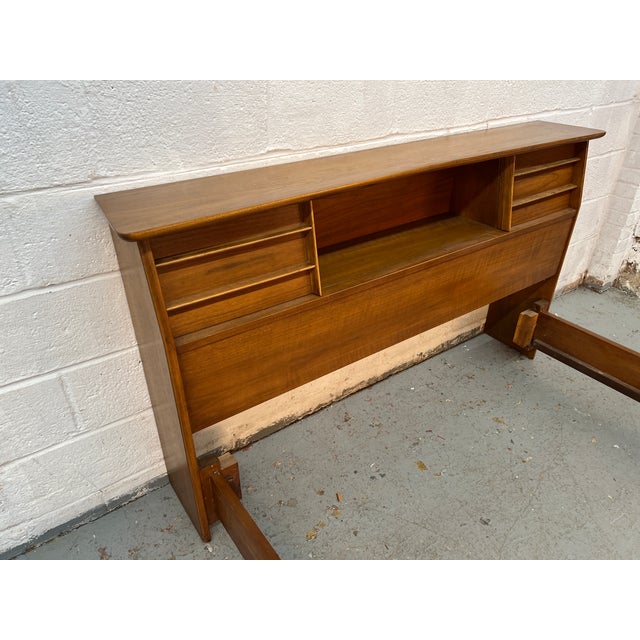 Mid-Century Modern Walnut Queen Bed Frame For Sale - Image 10 of 14
