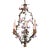 Early 20th Century French Three-Light Tole Chandelier With Porcelain Flowers For Sale
