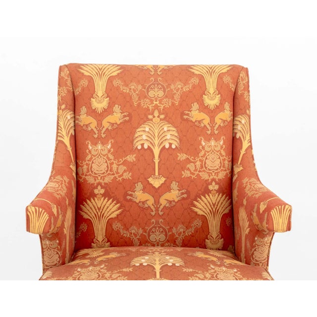 Baker Upholstered Wingback Armchair and Ottoman For Sale In New York - Image 6 of 14