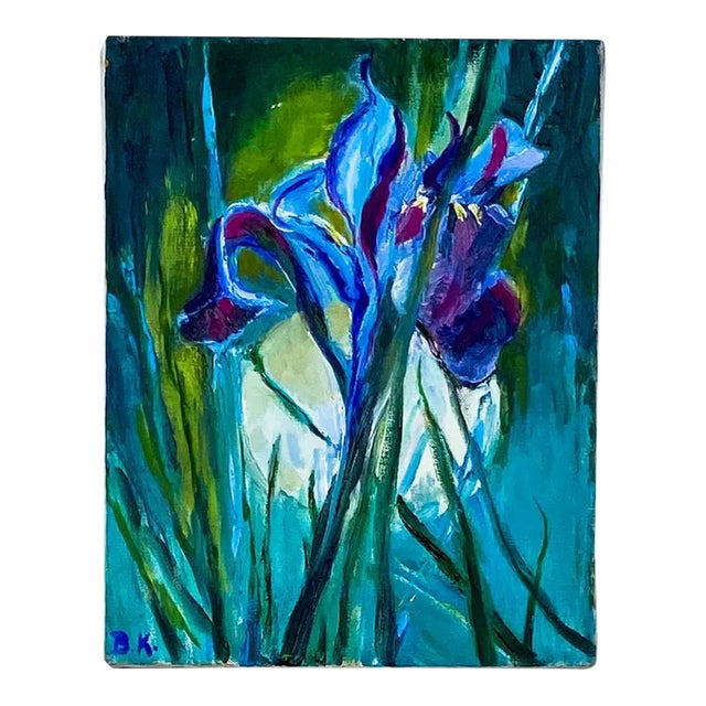 Single Iris, Oil on Canvas, American For Sale