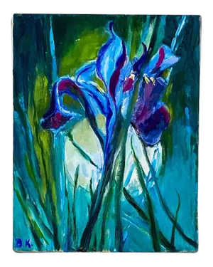 Single Iris, Oil on Canvas, American