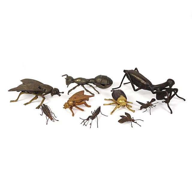 Group of late 19th century Japanese insects. This tangle of swarming, flying and crawling mini fauna is made of copper,...