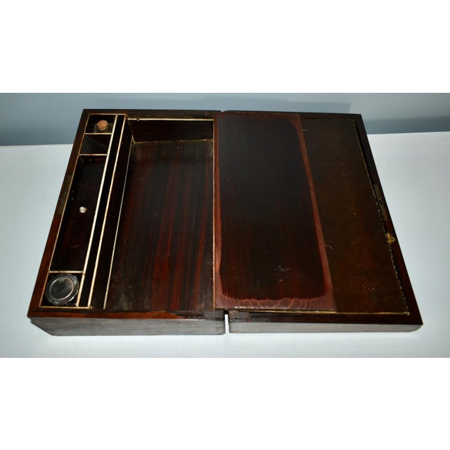 Late 19th Century Antique Inlaid Mother of Pearl Rosewood Lap Desk For Sale - Image 5 of 13