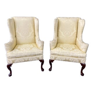 Late 20th Century Pair of Yellow Southwood Wingback Arm Chairs For Sale