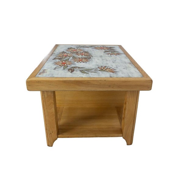 French Oak and Ceramic Coffee Table with Tiles by Monsan Picard, 1970 For Sale - Image 4 of 12
