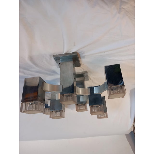Italian Ceiling Light in Cubic Chrome Metal and Acrylic Glass by Gaetano Sciolari, 1970s For Sale - Image 6 of 16