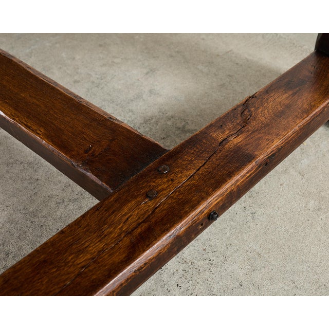 19th Century Country French Oak Farmhouse Trestle Table 9.5 Ft For Sale - Image 13 of 18