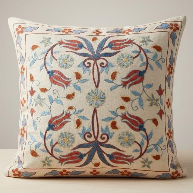 New Hand-Embroidered 100% Silk Cushion Cover – Authentic Uzbek Textile Art Elevate your home décor with this exquisite...