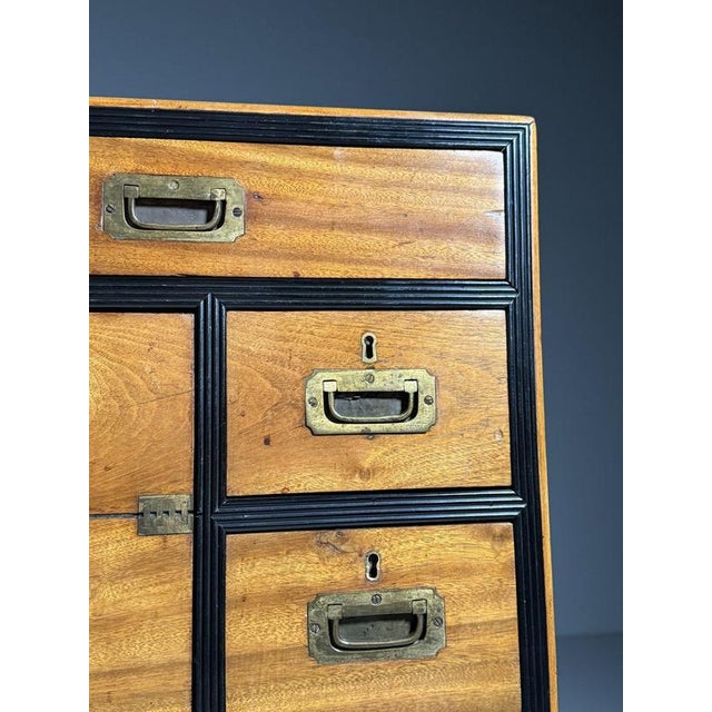 Brown Antique Campaign Chest of Drawers, 1800s For Sale - Image 8 of 18