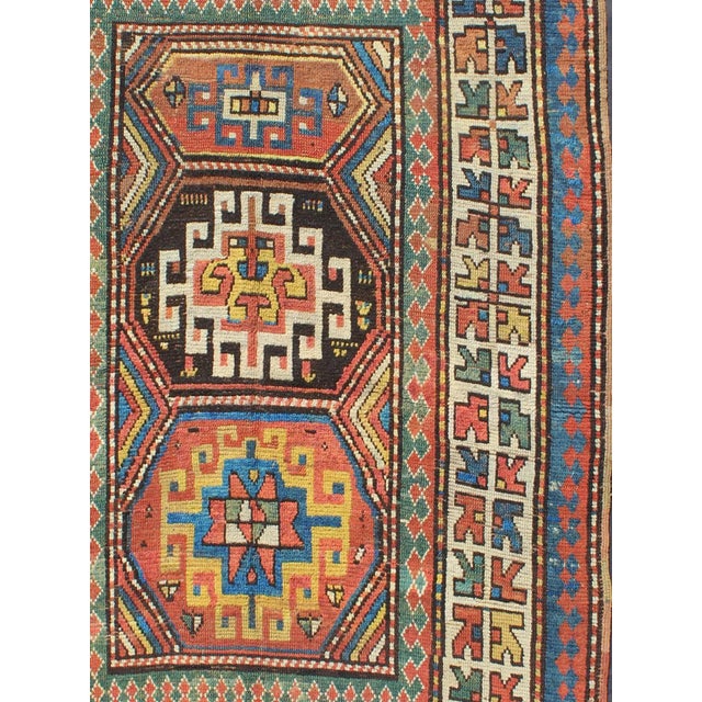 Tribal Late 19th Century Antique Kazak Carpet With Colorful Geometric Design For Sale - Image 3 of 6