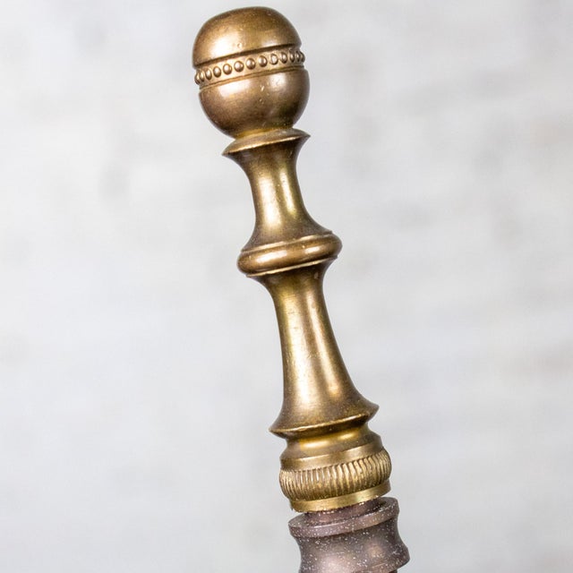 Early to Mid-20th Century Neoclassical Table Lamp Brass and Marble Urn Shaped Base Black Tapered Shade For Sale - Image 13 of 18