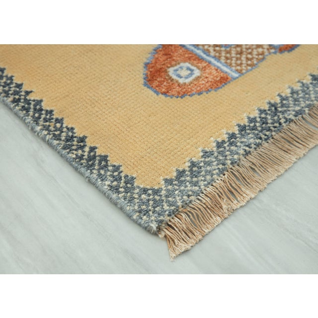 Koi Fish Yellow Hand Knotted Runner Rug 2.6x12Ft. For Sale - Image 10 of 15