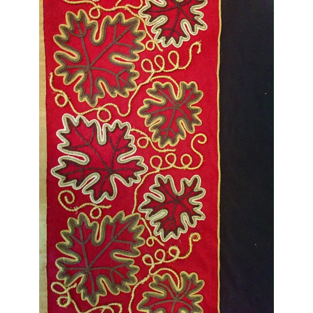 Large Antique Embroidered Textile Wall Hanging With Raised Floral Border — Possibly Portuguese For Sale - Image 4 of 13