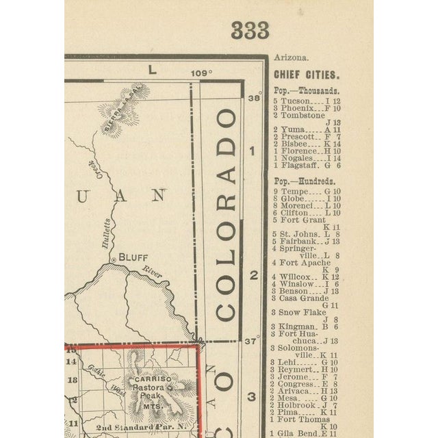 Paper Antique Map of Arizona Territory with the Grand Canyon by Ran McNally, 1899 For Sale - Image 7 of 12