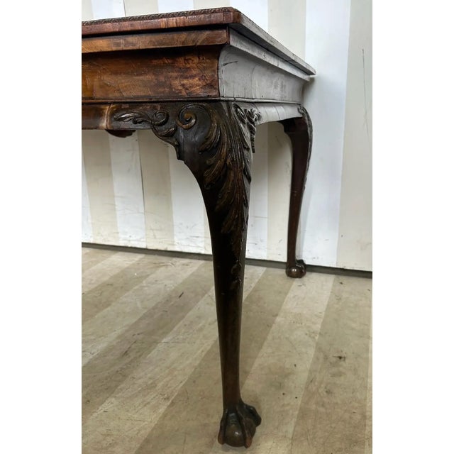 Wood Fine 18th Century Georgian Walnut Table With Gilt Shells and Claw and Ball Feet For Sale - Image 7 of 7