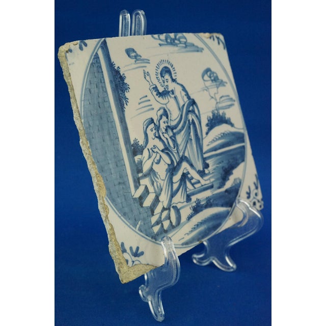 Antique Ceramic Tile from Blue Delft Factory, 1700s For Sale - Image 5 of 18