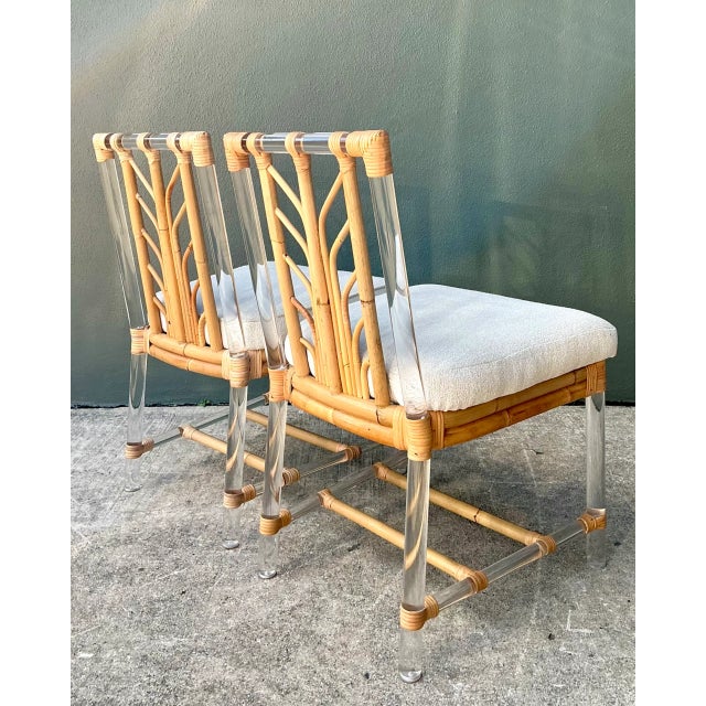 Selamat Designs Selamat Rattan and Lucite Side Chairs - Pair For Sale - Image 4 of 12