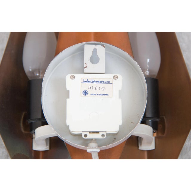 Diamond-Shaped Copper Sconce by Svend Aage Holm Sørensen, 1960s For Sale - Image 4 of 6