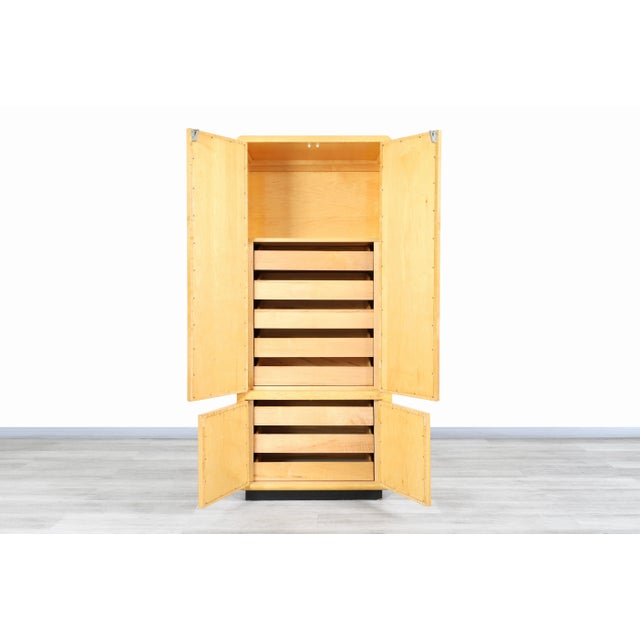 1970s 1970s Vintage Burl Wood and Mirrored Armoire by Romweber For Sale - Image 5 of 13