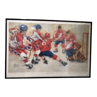 Original Poster A/P Series Plays Hockey Team Usa vs Team Canada Signed Circa 1984 For Sale