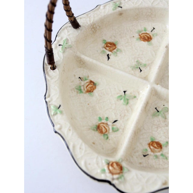 Vintage Japanese Floral Porcelain Serving Dish With Handle For Sale - Image 12 of 13