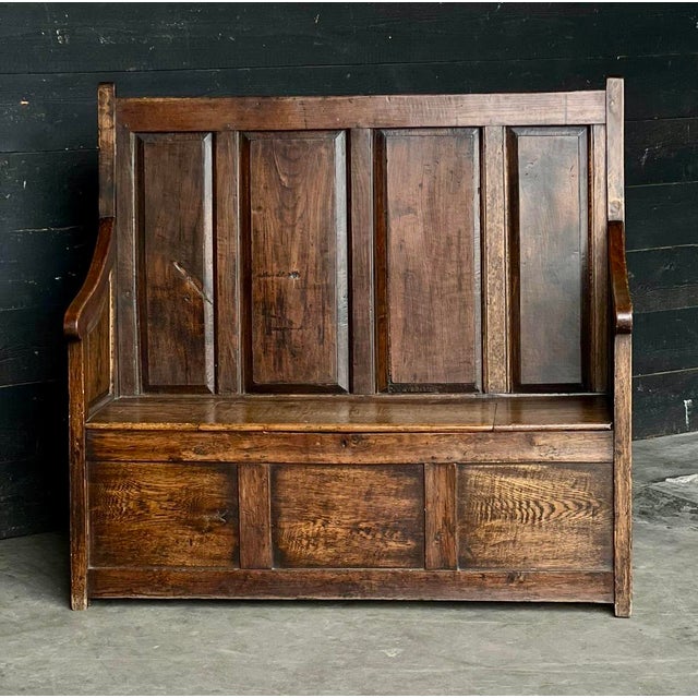 Antique Oak Country Bench, 1780 For Sale - Image 6 of 16