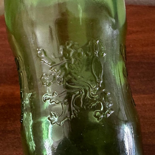 Glass Vintage Early 20th Century Schweppes Green Glass Bottle Embossed With the Royal British Warrant Lion Crest For Sale - Image 7 of 13