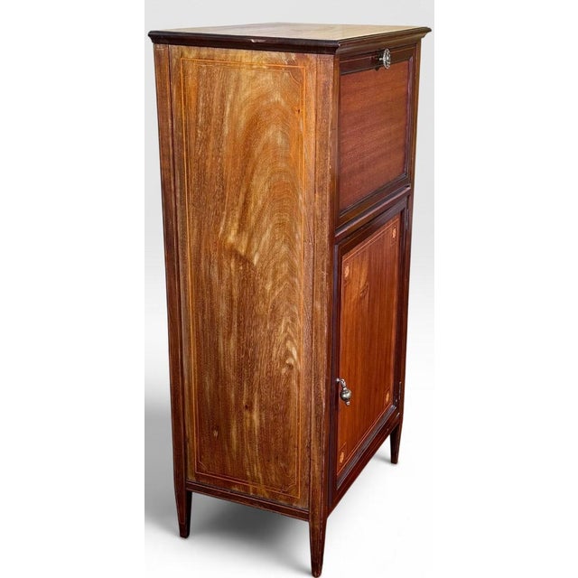 Vintage French Louis XVI Style Inlaid Mahogany Semainier Secretary Desk For Sale - Image 4 of 15