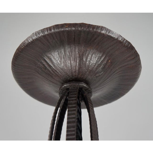 Ebony French Art Deco Chandelier by B. Morin & Val Saint-Lambert 1920s France For Sale - Image 8 of 11